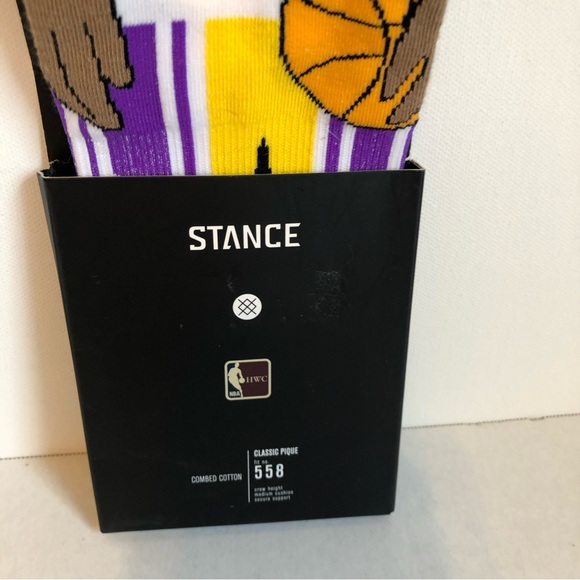 STANCE Los Angeles Lakers Kareem Crew Socks Large 558 Basketball Abdul Men NBA - Picture 6 of 7